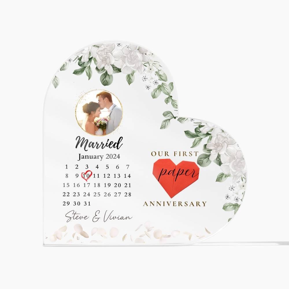 Personalized 1st Wedding Anniversary Gift, One Year Anniversary Acrylic Plaque, First Anniversary Gift, Paper Anniversary Gift For Husband W