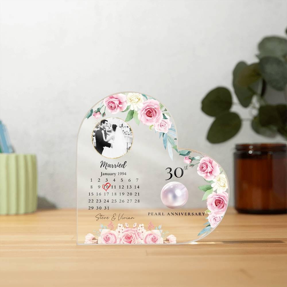 Personalized 30th Anniversary Plaque, 30 Years Wedding Plaque Gift, Thirty Anniversary Gift, Pearl Anniversary Gift For Parents Husband Wife