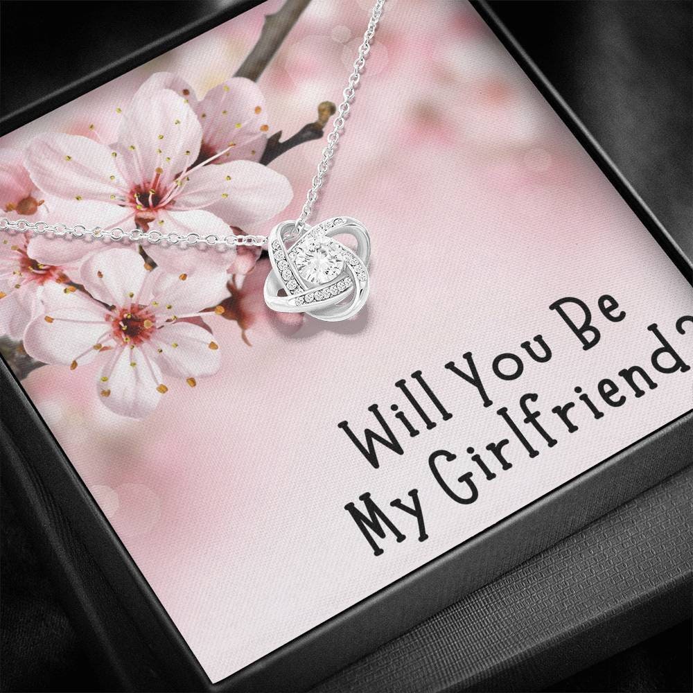 Will You Be My Girlfriend Necklace, Funny Girlfriend Proposal, Elegant Love Knot Jewelry, Custom Hidden Message Gift