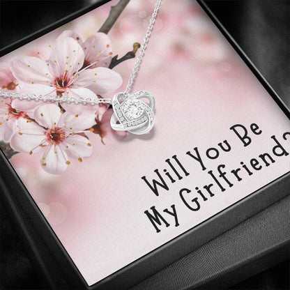 Will You Be My Girlfriend Necklace, Funny Girlfriend Proposal, Elegant Love Knot Jewelry, Custom Hidden Message Gift