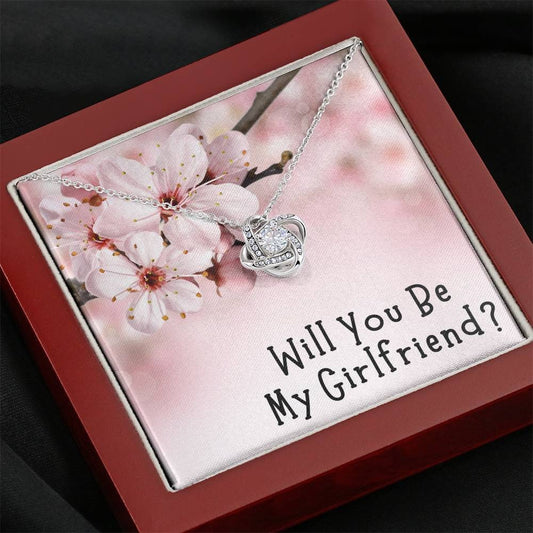 Will You Be My Girlfriend Necklace, Funny Girlfriend Proposal, Elegant Love Knot Jewelry, Custom Hidden Message Gift