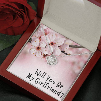 Will You Be My Girlfriend Necklace, Funny Girlfriend Proposal, Elegant Love Knot Jewelry, Custom Hidden Message Gift
