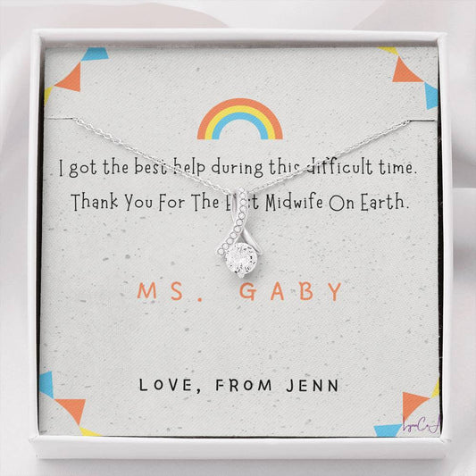 Midwife Thank You Gift – Custom Necklace with Heartfelt Message Card – Midwife Appreciation Jewelry