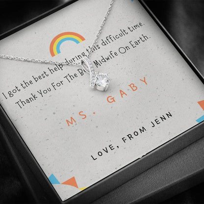Midwife Thank You Gift – Custom Necklace with Heartfelt Message Card – Midwife Appreciation Jewelry