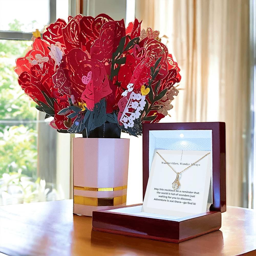 Gifts for Adventurers, Adventure Awaits Necklace with Inspirational Message Card - Perfect Guft for Wanderlust Soul