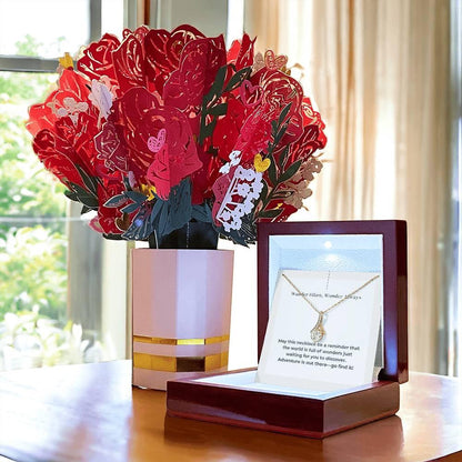 Gifts for Adventurers, Adventure Awaits Necklace with Inspirational Message Card - Perfect Guft for Wanderlust Soul