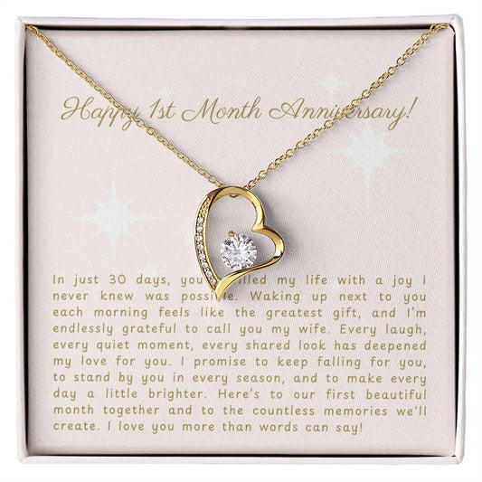 Happy 1-Month Anniversary Gift Necklace with Heartfelt Message - Romantic Gift for Wife