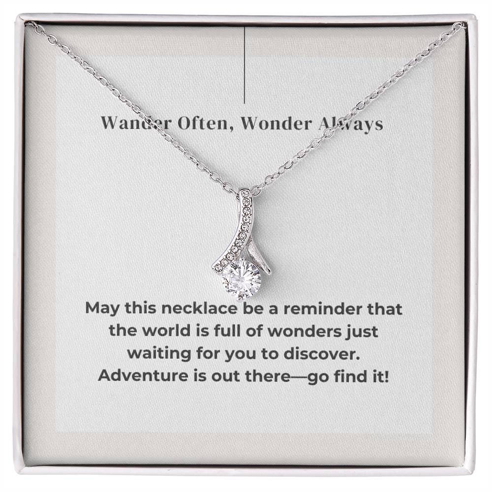 Gifts for Adventurers, Adventure Awaits Necklace with Inspirational Message Card - Perfect Guft for Wanderlust Soul