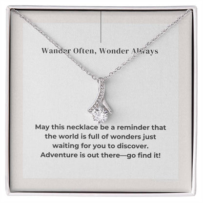Gifts for Adventurers, Adventure Awaits Necklace with Inspirational Message Card - Perfect Guft for Wanderlust Soul