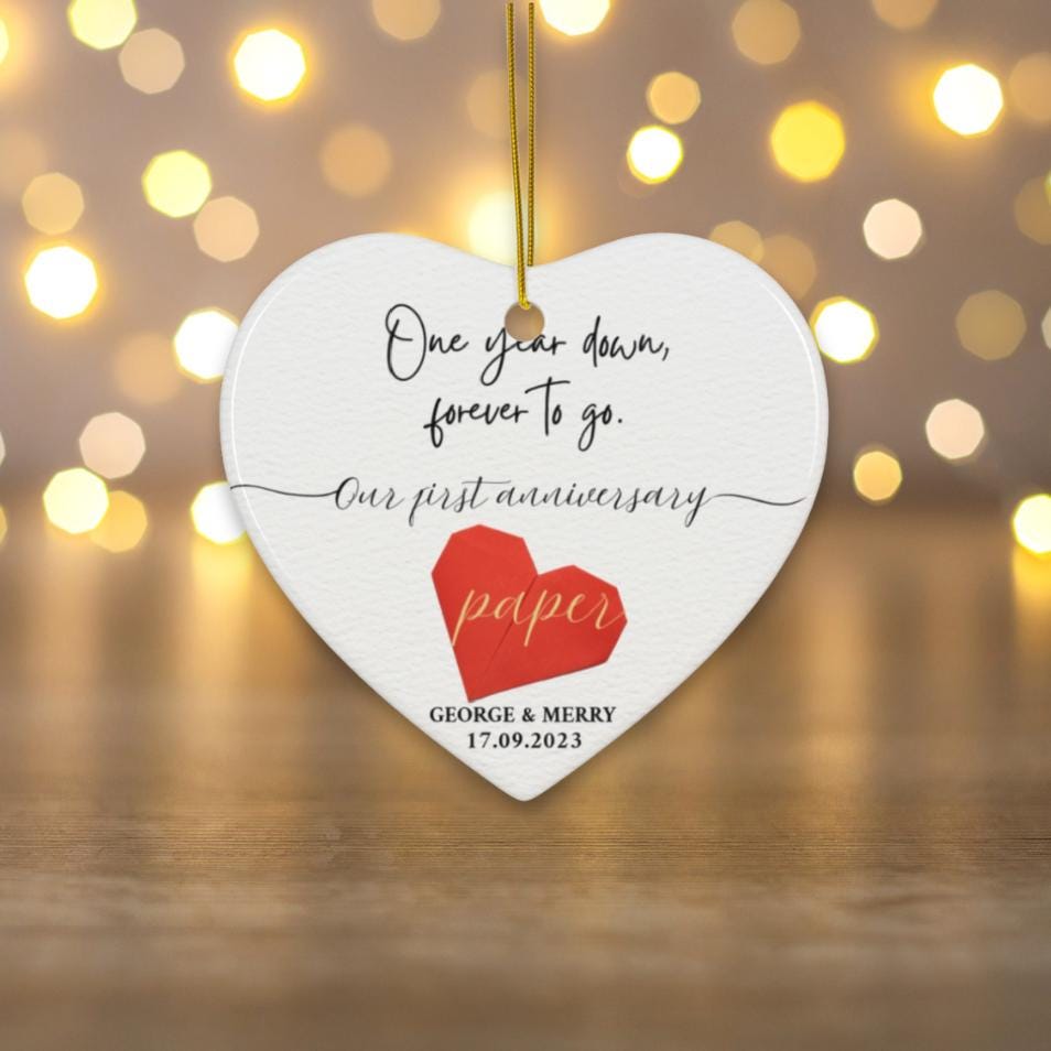 Personalized 1st Wedding Anniversary Ornament, One Year Annivesary Gifts, First Aniversary Gift, Paper Anniversary Gift For Husband Wife