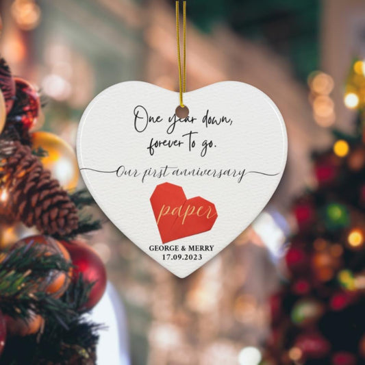 Personalized 1st Wedding Anniversary Ornament, One Year Annivesary Gifts, First Aniversary Gift, Paper Anniversary Gift For Husband Wife