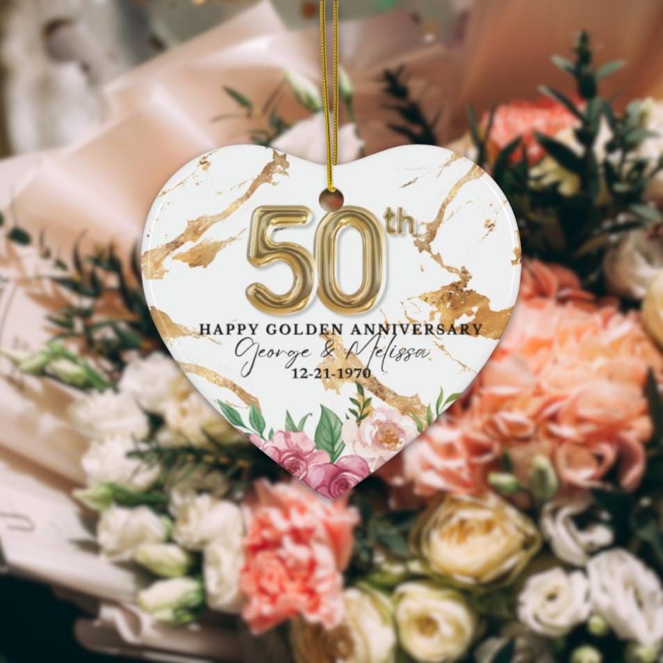 Personalized 50th Wedding Anniversary Ornament, Golden Anniversary Gift for Parents Wife Husband, 50 Year Anniversary Gift, Christmas Gift