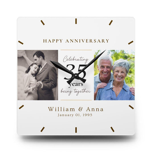 Personalized Anniversary Clock, 10 Year Anniversary Gift, 40th Anniversary Gift, Wedding Anniversary Modern Clock for Parents Wife Husband