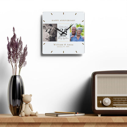 Personalized Anniversary Clock, 10 Year Anniversary Gift, 40th Anniversary Gift, Wedding Anniversary Modern Clock for Parents Wife Husband