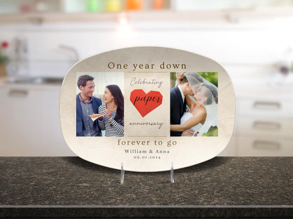 Personalized 1st Wedding Anniversary Platter, Paper Wedding Anniversary Plate, Custom First Anniversary Gift for Husband Wife