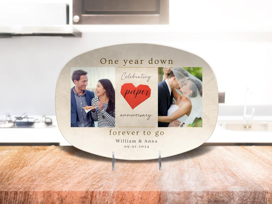 Personalized 1st Wedding Anniversary Platter, Paper Wedding Anniversary Plate, Custom First Anniversary Gift for Husband Wife