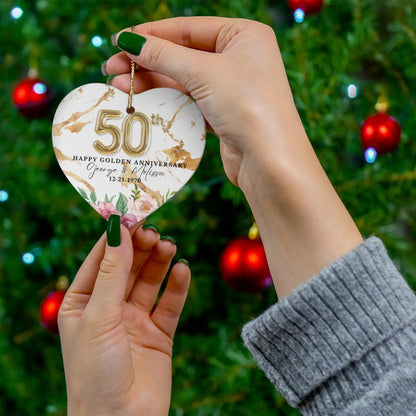 Personalized 50th Wedding Anniversary Ornament, Golden Anniversary Gift for Parents Wife Husband, 50 Year Anniversary Gift, Christmas Gift