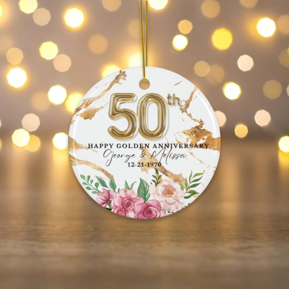 Personalized 50th Wedding Anniversary Ornament, Golden Anniversary Gift for Parents Wife Husband, 50 Year Anniversary Gift, Christmas Gift