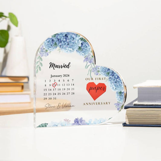 Personalized 1st Wedding Anniversary Gift, One Year Anniversary Acrylic Plaque, First Anniversary Gift, Paper Anniversary Gift For Husband