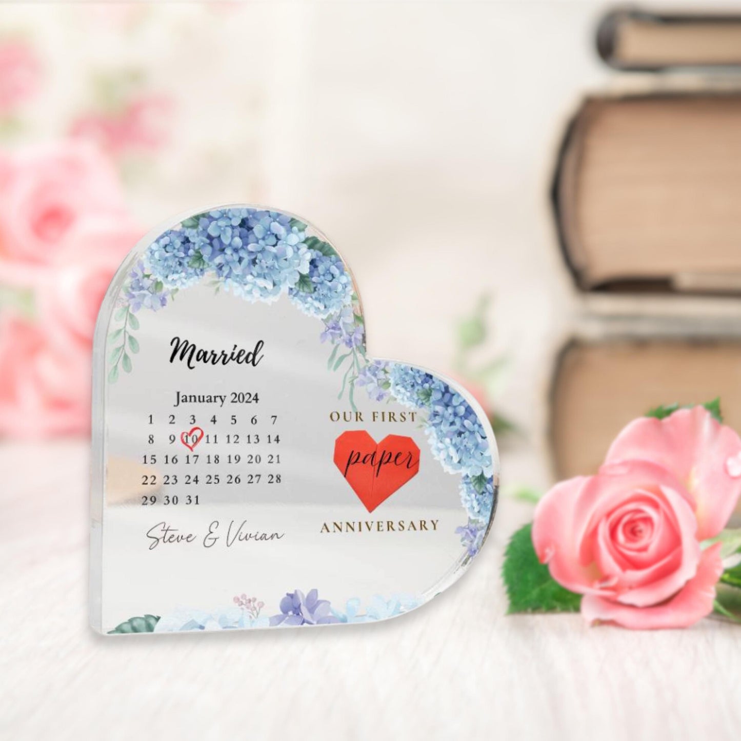 Personalized 1st Wedding Anniversary Gift, One Year Anniversary Acrylic Plaque, First Anniversary Gift, Paper Anniversary Gift For Husband