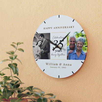 Personalized 40th Anniversary Clock, 40 Year Wedding Anniversary Gift, Parents Anniversay Gift for Husband Wife, Loved One Portrait Arcylic