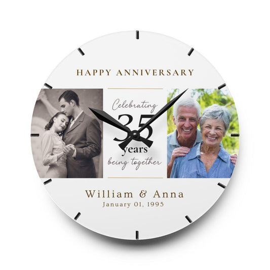 Personalized 40th Anniversary Clock, 40 Year Wedding Anniversary Gift, Parents Anniversay Gift for Husband Wife, Loved One Portrait Arcylic