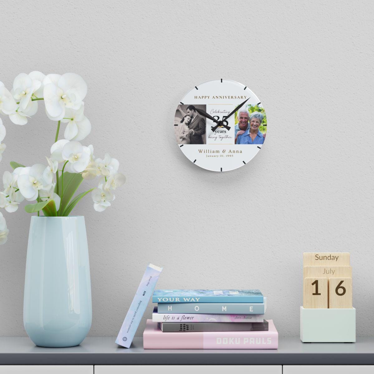 Personalized 40th Anniversary Clock, 40 Year Wedding Anniversary Gift, Parents Anniversay Gift for Husband Wife, Loved One Portrait Arcylic