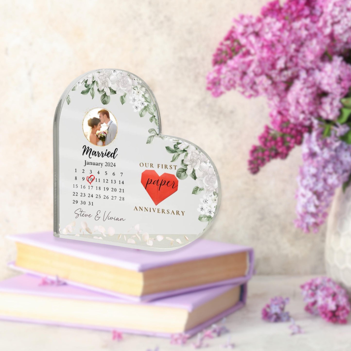 Personalized 1st Wedding Anniversary Gift, One Year Anniversary Acrylic Plaque, First Anniversary Gift, Paper Anniversary Gift For Husband W