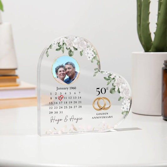 Personalized 50th Wedding Anniversary Plaque, 50 Year Wedding Gift, Custom Picture Plaue, Golden Anniversary Gift For Parents Husband Wife,