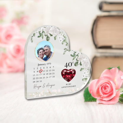 Personalized 40th Wedding Anniversary Plaque, 40 Year Anniversary Gifts, Forty Anniversary Gift, Ruby Anniversary Gift For Parents Husband W
