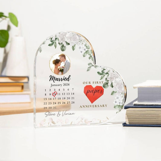 Personalized 1st Wedding Anniversary Gift, One Year Anniversary Acrylic Plaque, First Anniversary Gift, Paper Anniversary Gift For Husband W