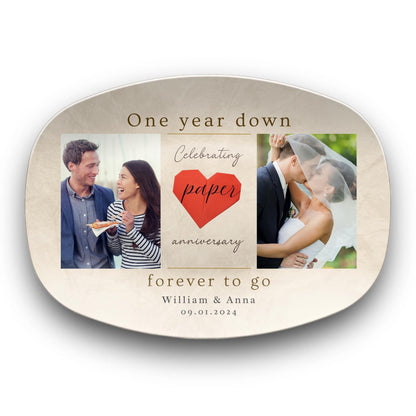 Personalized 1st Wedding Anniversary Platter, Paper Wedding Anniversary Plate, Custom First Anniversary Gift for Husband Wife