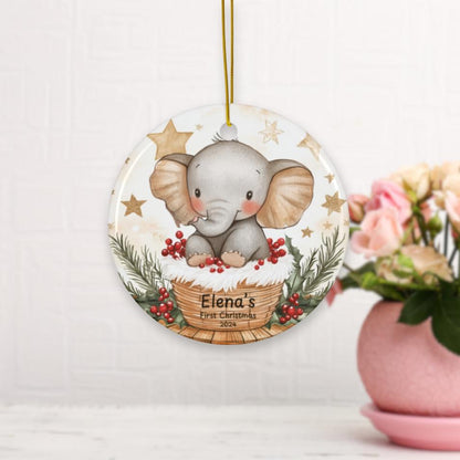 Baby First Christmas Ornament 2024, Personalized First Christmas Glass Ornament, Custom Baby Ornament, Baby Shower Gift Bunny Decoration, Ba