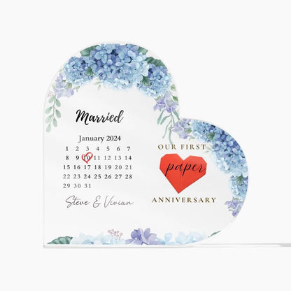Personalized 1st Wedding Anniversary Gift, One Year Anniversary Acrylic Plaque, First Anniversary Gift, Paper Anniversary Gift For Husband