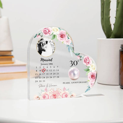 Personalized 30th Anniversary Plaque, 30 Years Wedding Plaque Gift, Thirty Anniversary Gift, Pearl Anniversary Gift For Parents Husband Wife