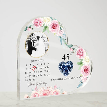 Personalized 45th Anniversary Plaque, 45 Years Wedding Gift, Thirty Anniversary Gift, Sapphire Anniversary Gift For Parents Husband Wife