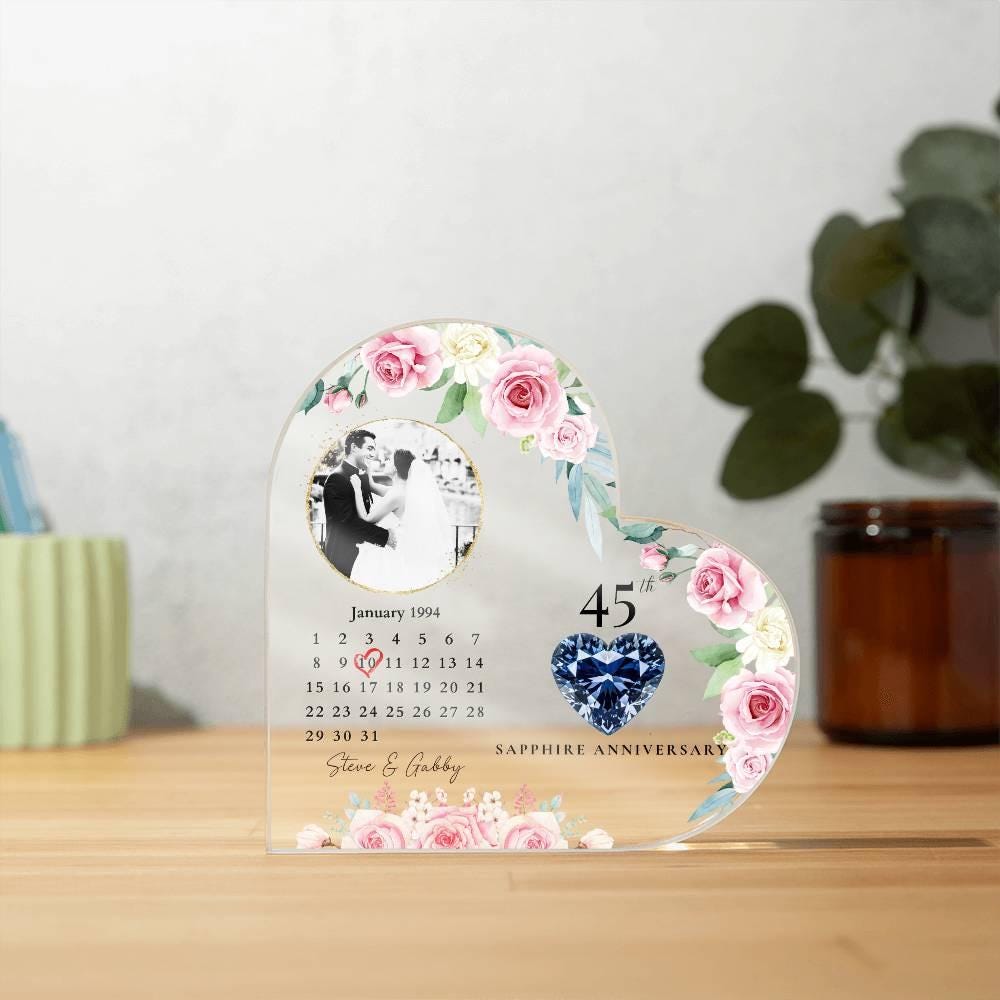 Personalized 45th Anniversary Plaque, 45 Years Wedding Gift, Thirty Anniversary Gift, Sapphire Anniversary Gift For Parents Husband Wife