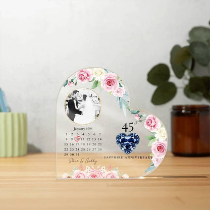 Personalized 45th Anniversary Plaque, 45 Years Wedding Gift, Thirty Anniversary Gift, Sapphire Anniversary Gift For Parents Husband Wife