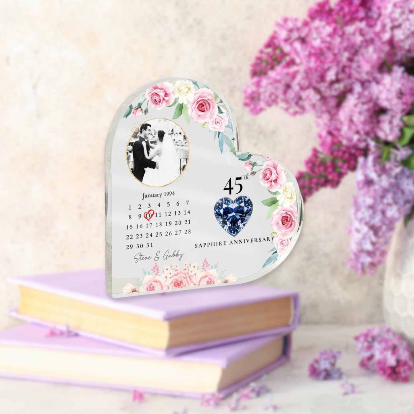 Personalized 45th Anniversary Plaque, 45 Years Wedding Gift, Thirty Anniversary Gift, Sapphire Anniversary Gift For Parents Husband Wife