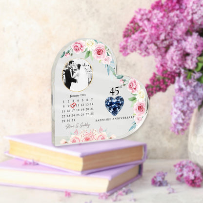 Personalized 45th Anniversary Plaque, 45 Years Wedding Gift, Thirty Anniversary Gift, Sapphire Anniversary Gift For Parents Husband Wife