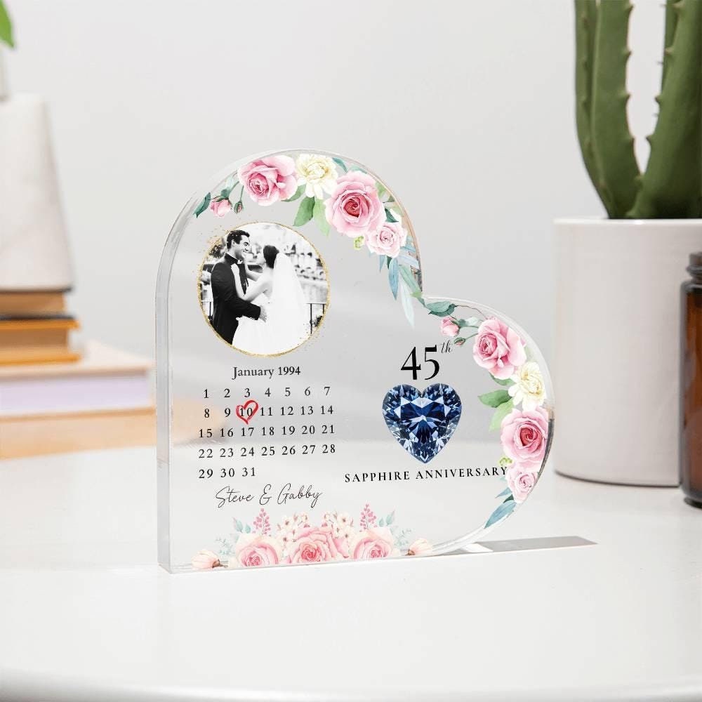 Personalized 45th Anniversary Plaque, 45 Years Wedding Gift, Thirty Anniversary Gift, Sapphire Anniversary Gift For Parents Husband Wife