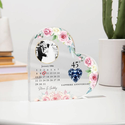 Personalized 45th Anniversary Plaque, 45 Years Wedding Gift, Thirty Anniversary Gift, Sapphire Anniversary Gift For Parents Husband Wife