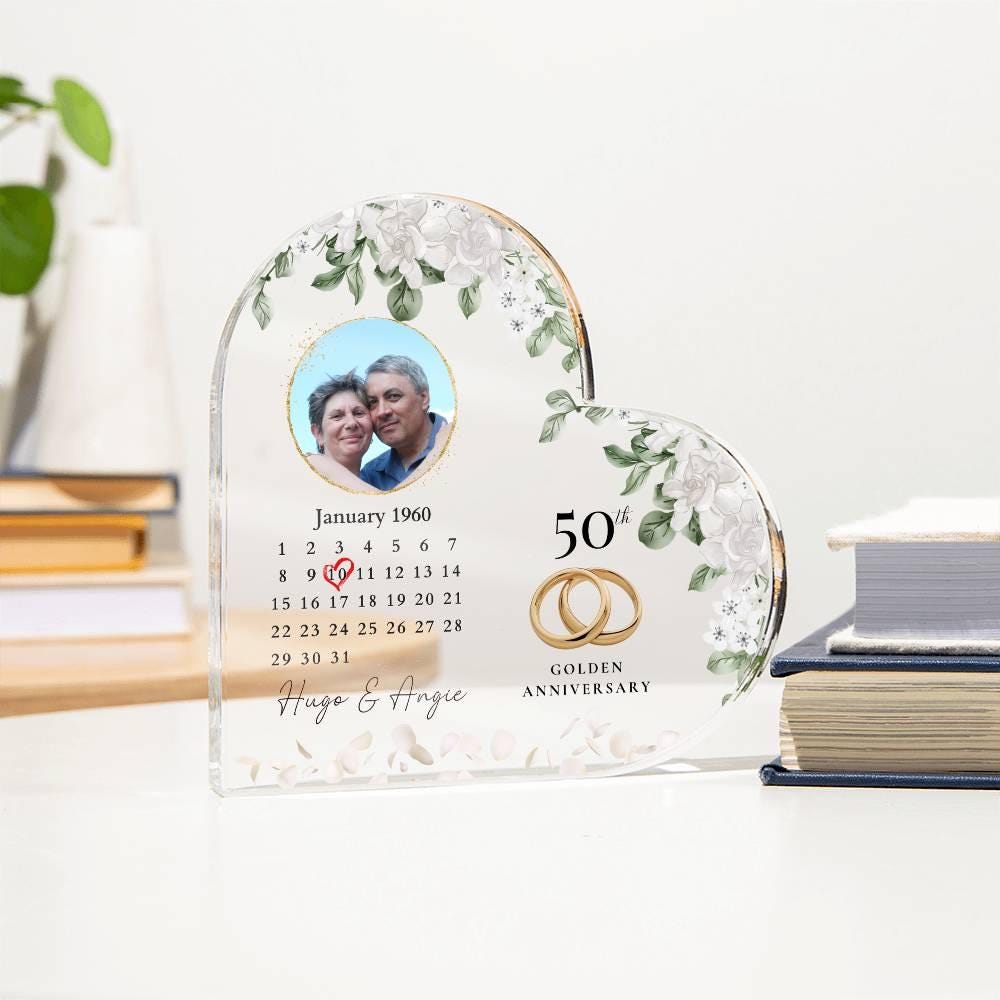 Personalized 50th Wedding Anniversary Plaque, 50 Year Wedding Gift, Custom Picture Plaue, Golden Anniversary Gift For Parents Husband Wife,