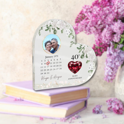 Personalized 40th Wedding Anniversary Plaque, 40 Year Anniversary Gifts, Forty Anniversary Gift, Ruby Anniversary Gift For Parents Husband W