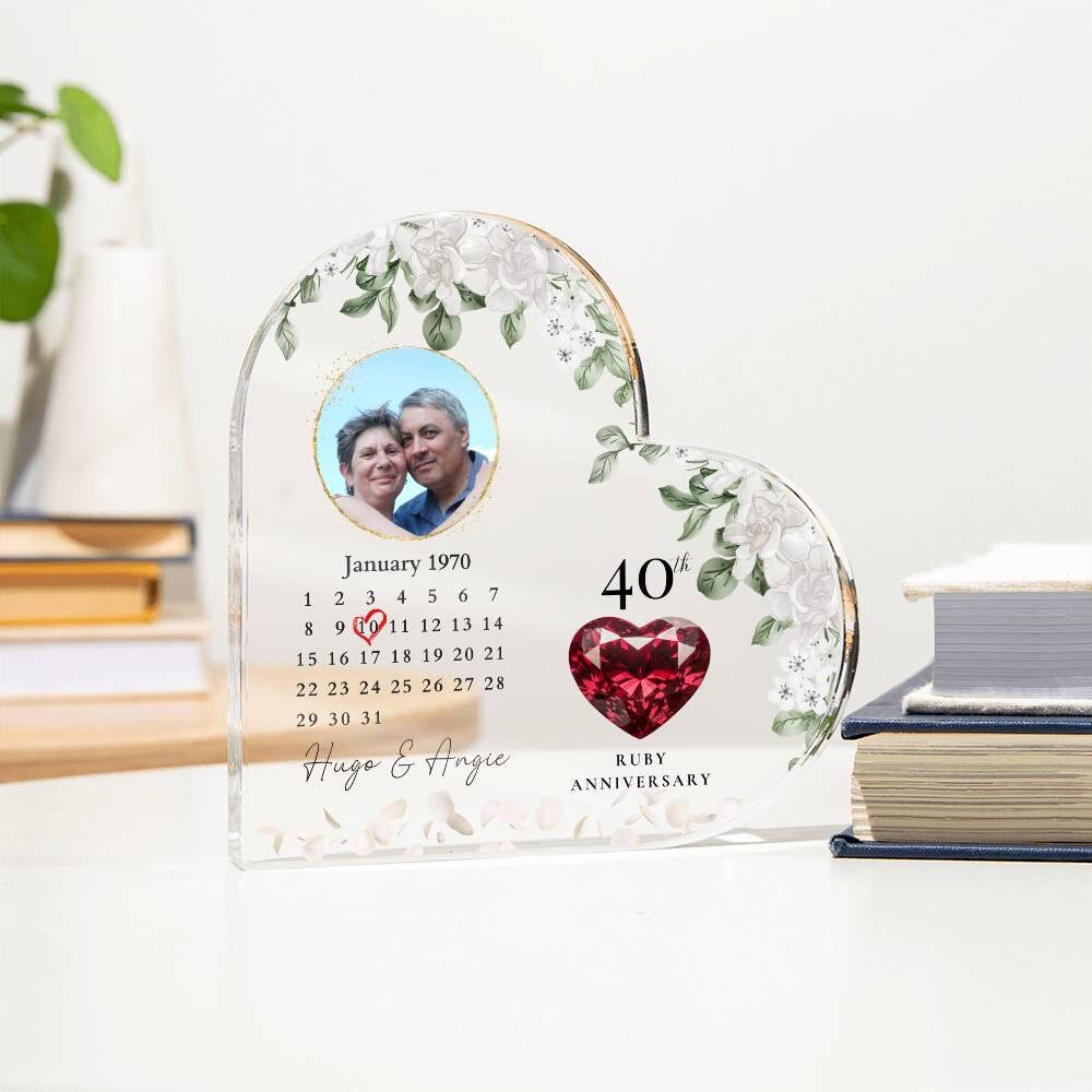 Personalized 40th Wedding Anniversary Plaque, 40 Year Anniversary Gifts, Forty Anniversary Gift, Ruby Anniversary Gift For Parents Husband W