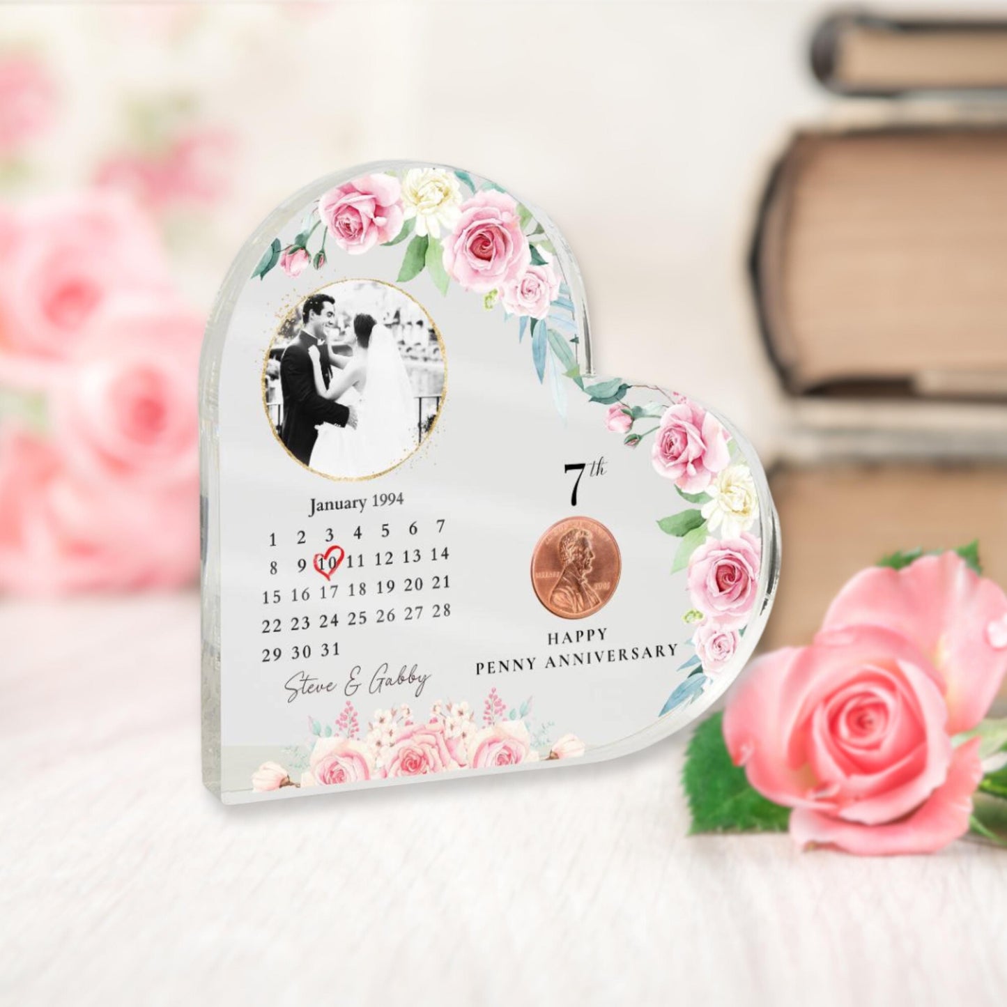 Personalized 7th Wedding Anniversary Ornament, 7th Anniversary Gifts, Seven Years Wedding Gift, Copper Anniversary Gift For Husband Wife, W