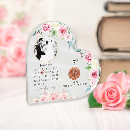 Personalized 7th Wedding Anniversary Ornament, 7th Anniversary Gifts, Seven Years Wedding Gift, Copper Anniversary Gift For Husband Wife, W
