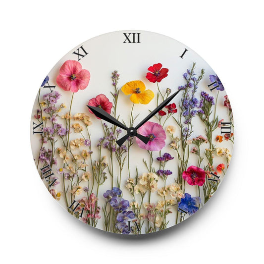 Floral Wall Clock, Unique Botanical Large Wall Clock, Bold Flower Modern Clock, Flower Art Decor, Kitchen Clock, Beautiful Flower Timepiece