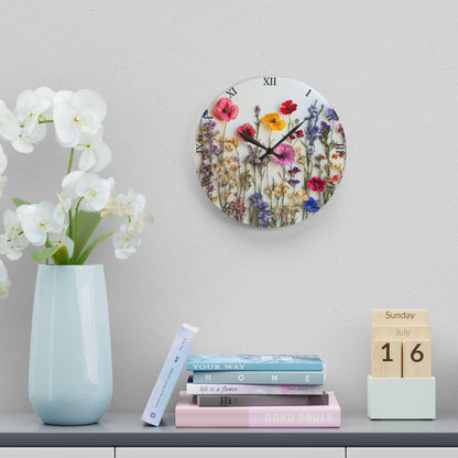 Floral Wall Clock, Unique Botanical Large Wall Clock, Bold Flower Modern Clock, Flower Art Decor, Kitchen Clock, Beautiful Flower Timepiece