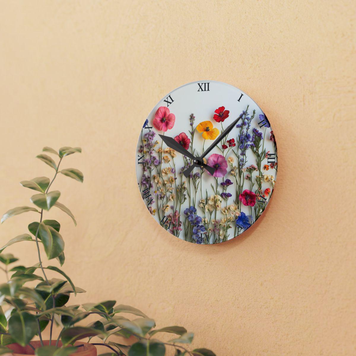 Floral Wall Clock, Unique Botanical Large Wall Clock, Bold Flower Modern Clock, Flower Art Decor, Kitchen Clock, Beautiful Flower Timepiece